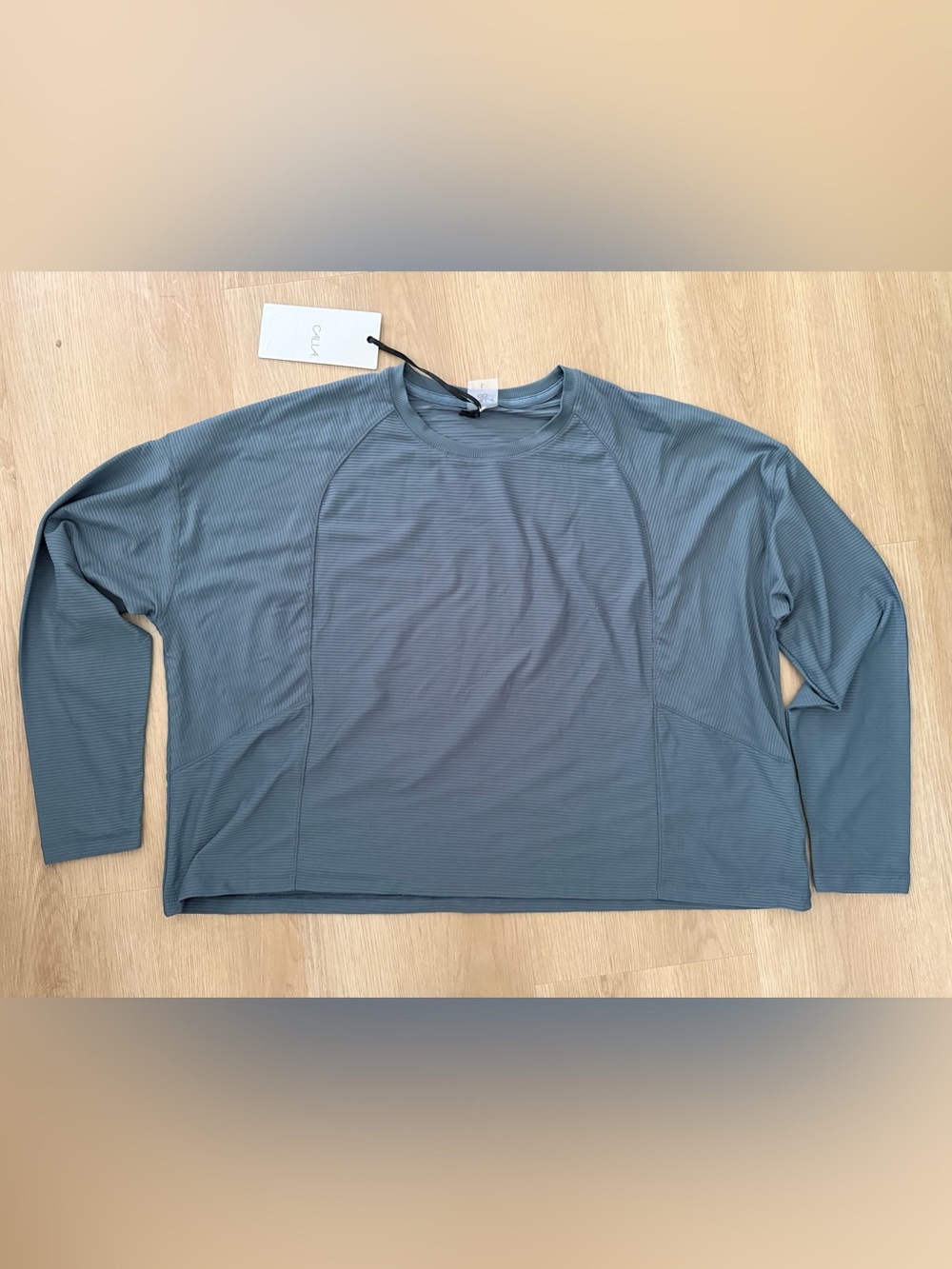 CALIA renew crop long sleeve Stoney aqua size large